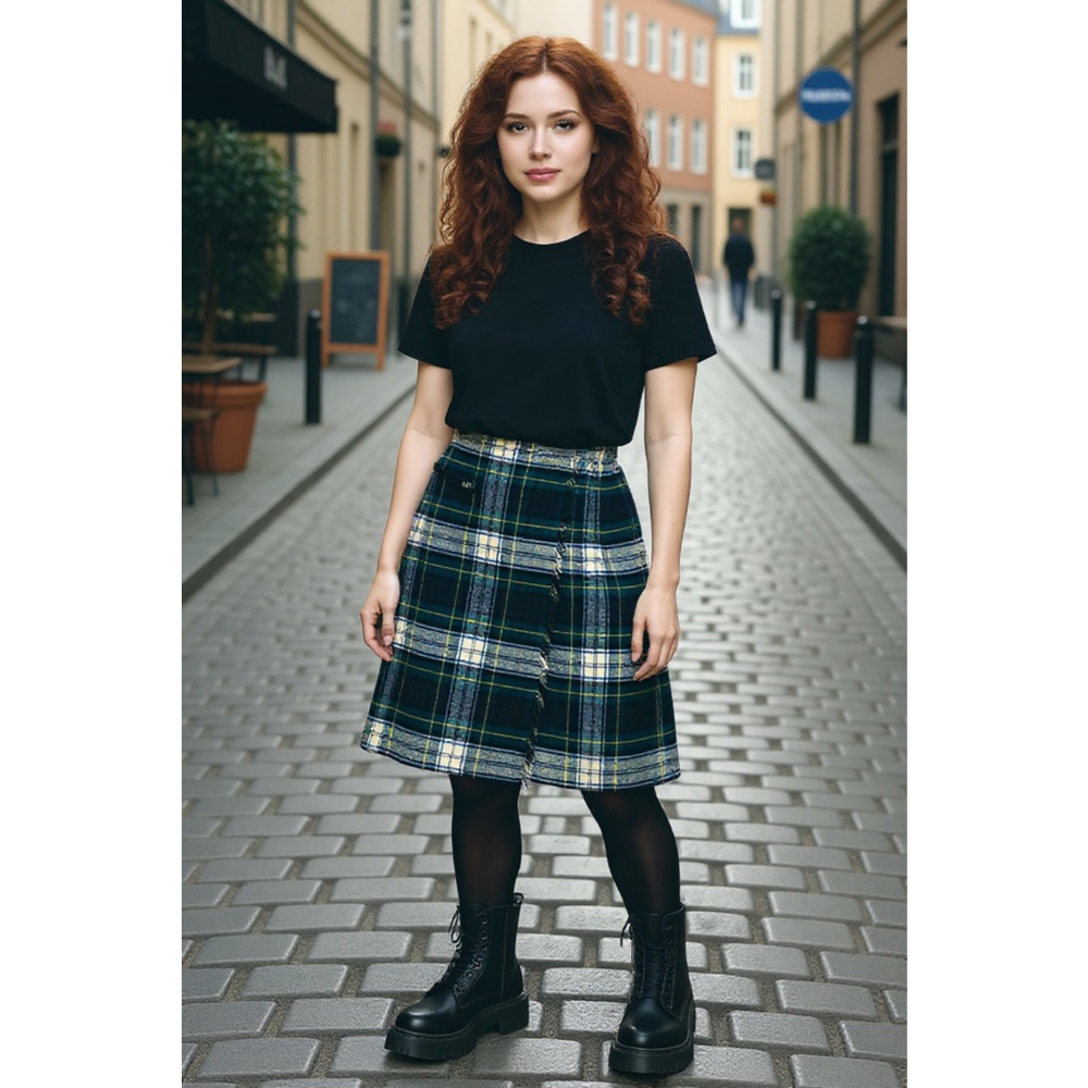 Kilt Shop Edinburgh Green Blue Plaid Pleated Kilt
